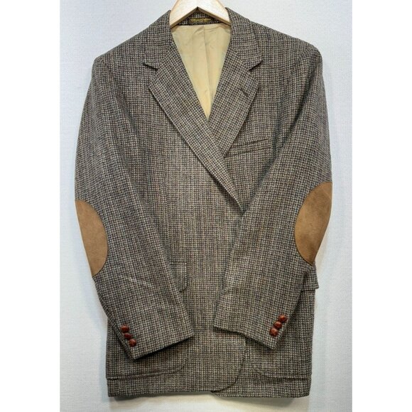 Gokeys Mens Wool Tweed Blazer Elbow Patches & Leather Buttons 42A Brown - Picture 9 of 16